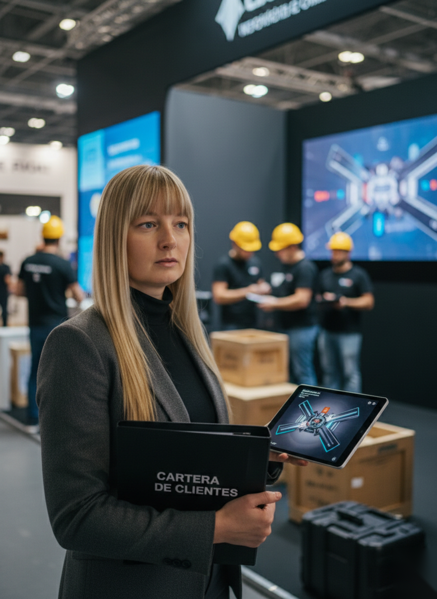 Laia Calvet en una fira industrial internacional